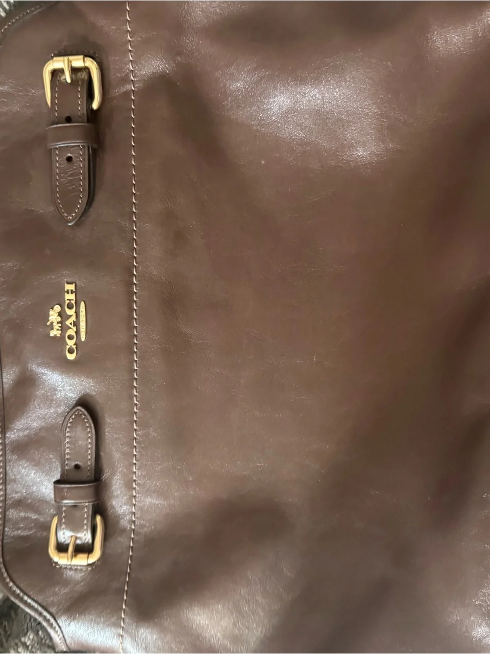 Coach Dark Brown Leather Zip Wristlet with Gold Hardware - Picture 2 of 4